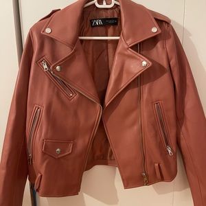 Zara pink leather jacket, size M